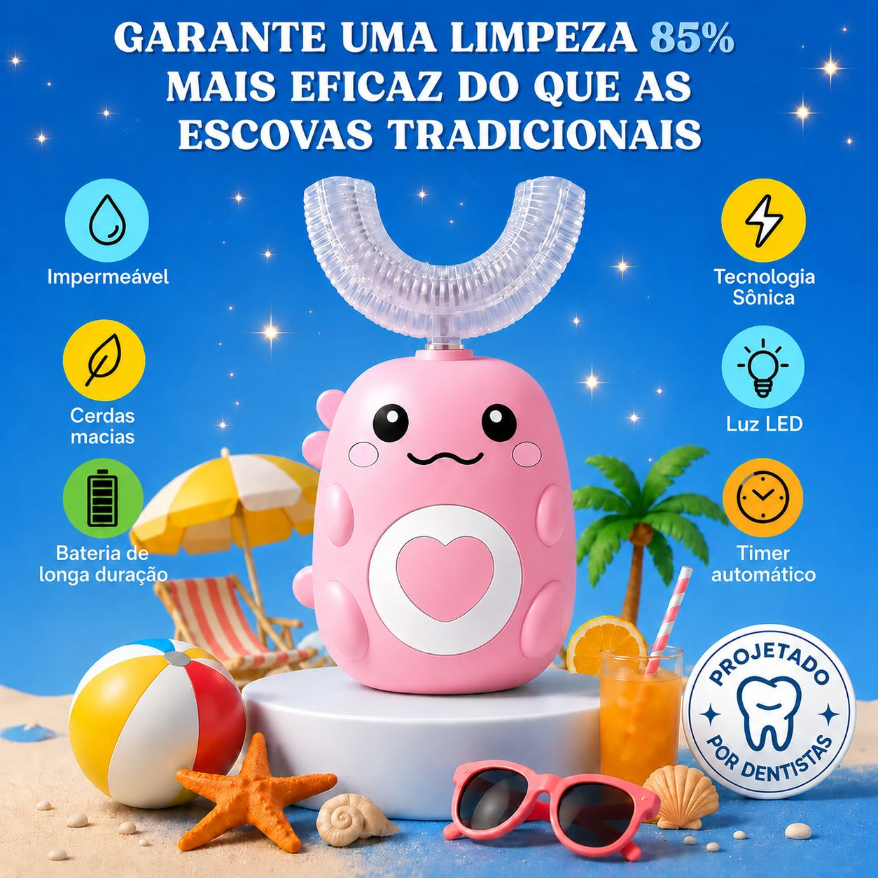 DinoEscova - Escova de dentes elétrica para crianças