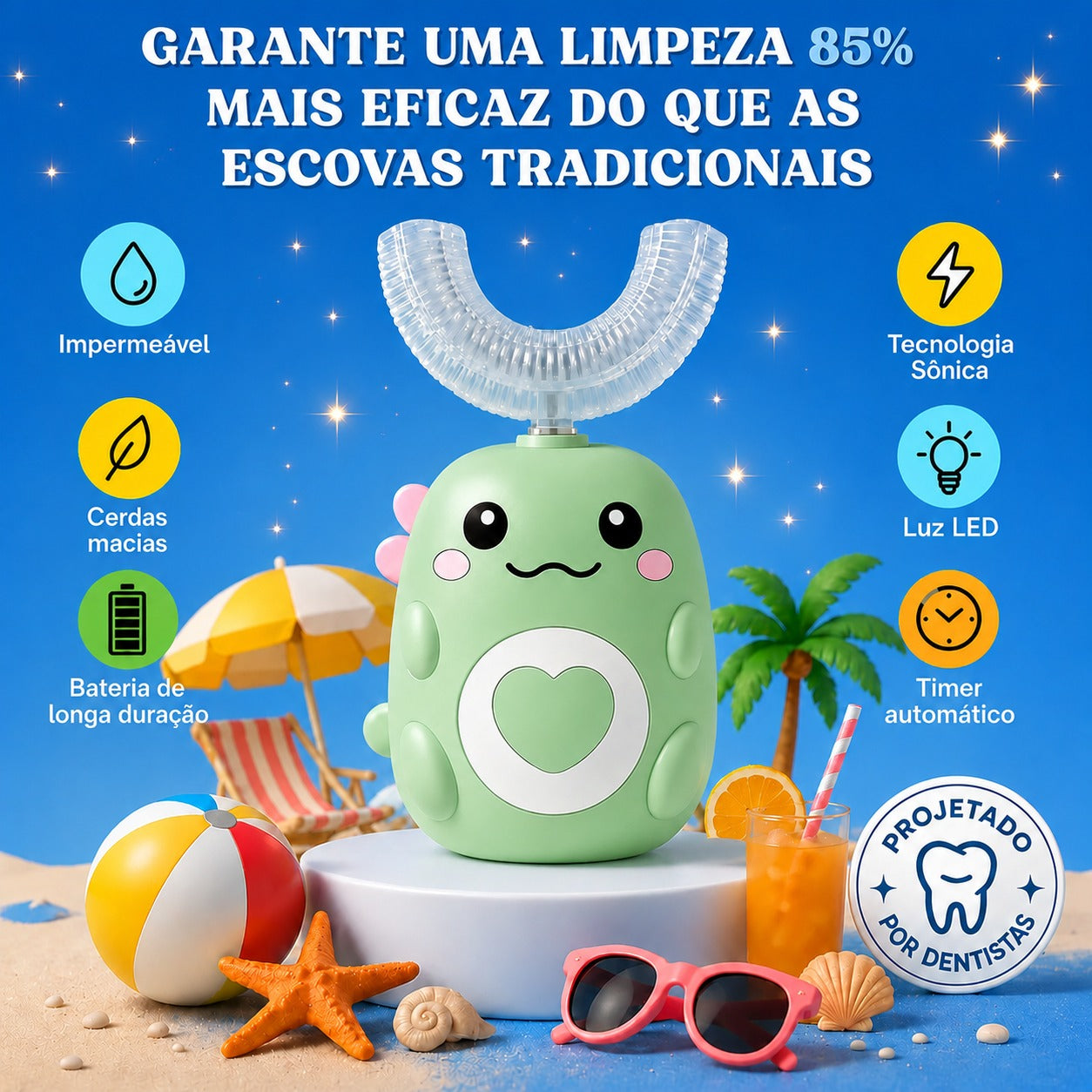 DinoEscova - Escova de dentes elétrica para crianças